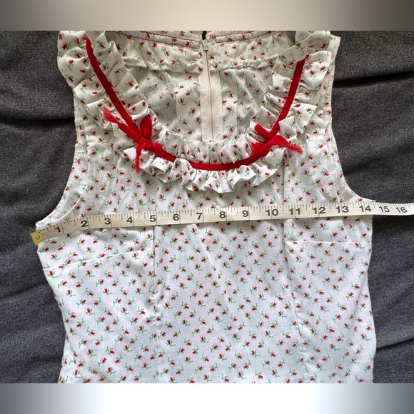 Handmade Vintage Floral Sleeveless Summer Dress with Ruffle Trim Size Small - Picture 9 of 12